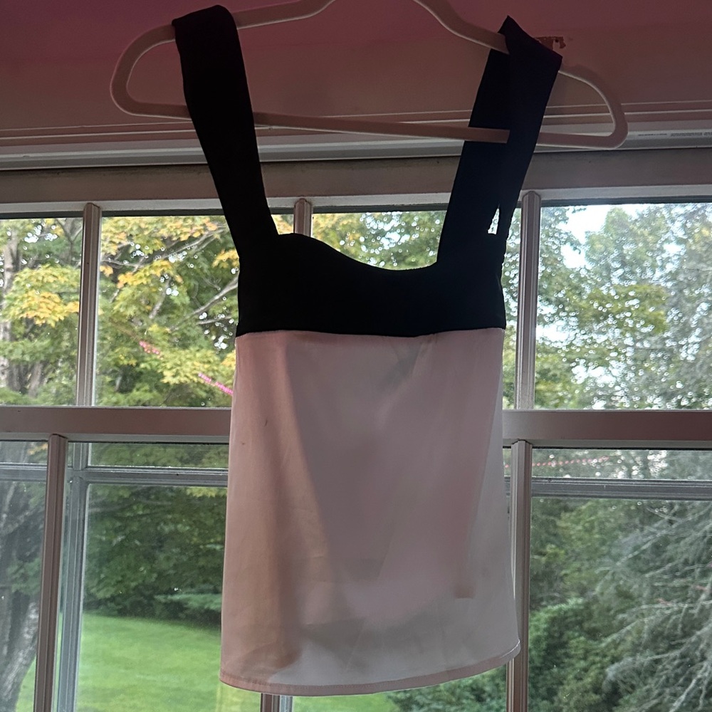 Shein top white and black, with tie in the back